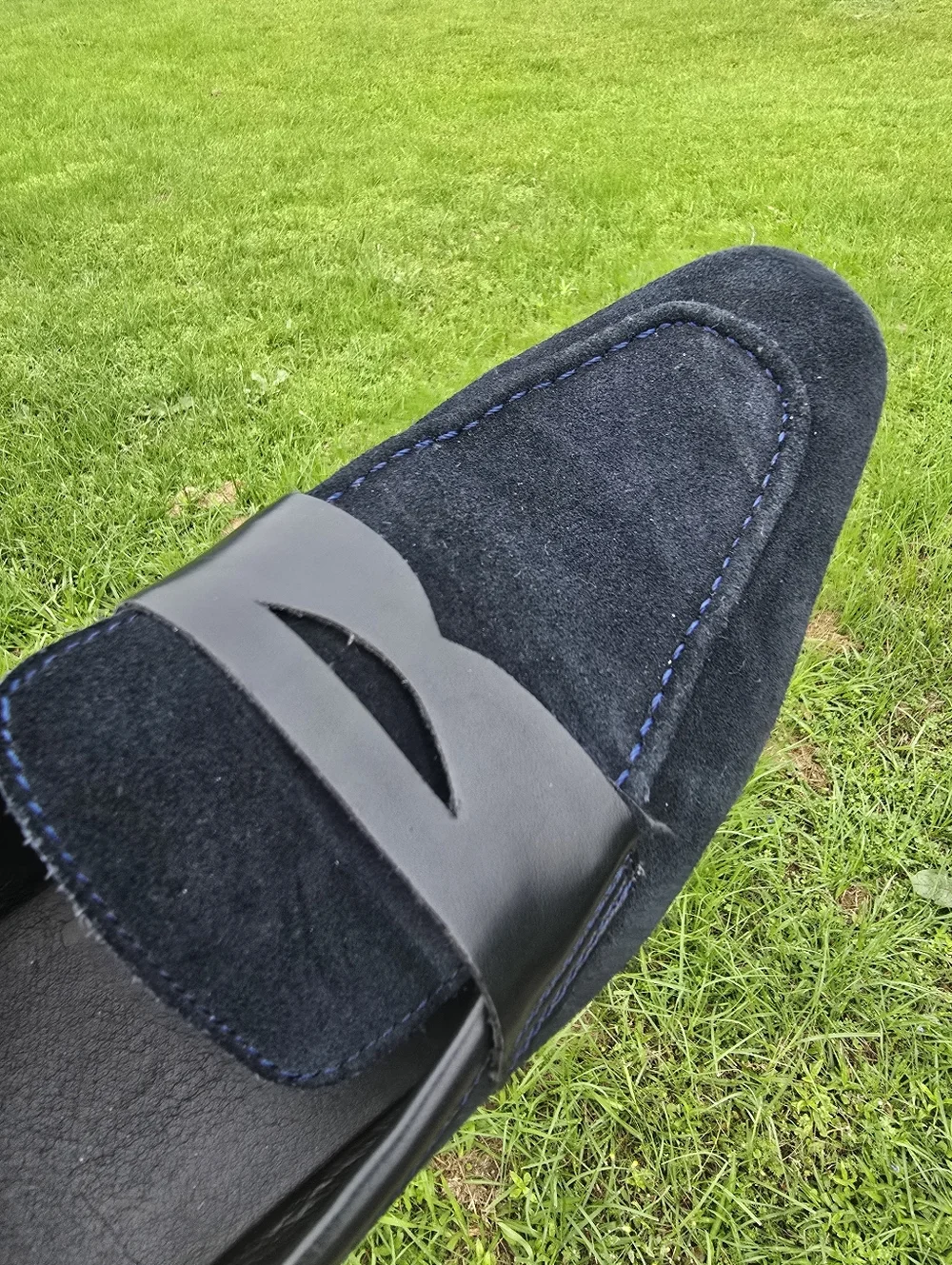 DKNY Men's 2001 Lance Blue Suede Penny Loafer Shoes 9  EUC‎